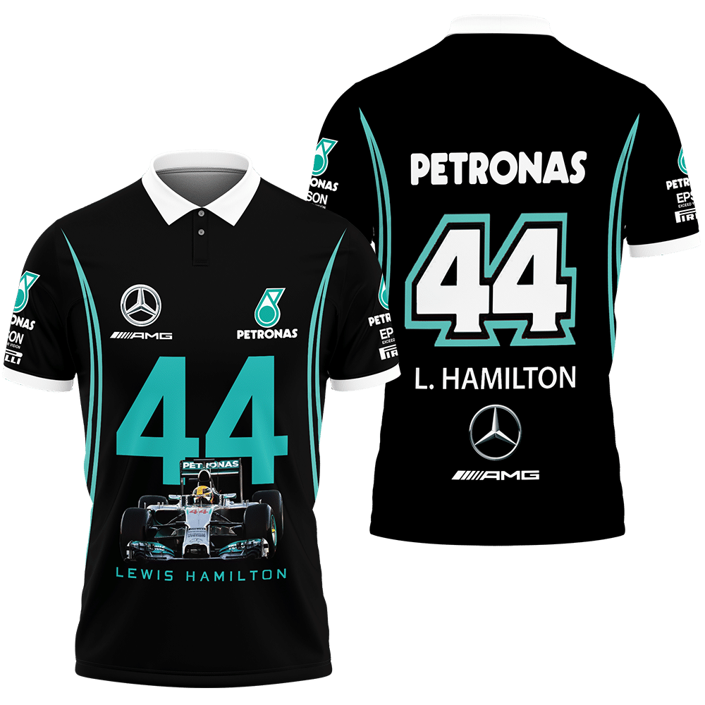 3D Printed Lewis Hamilton VTH-HL Polo Shirt Ver 1 (Black) 