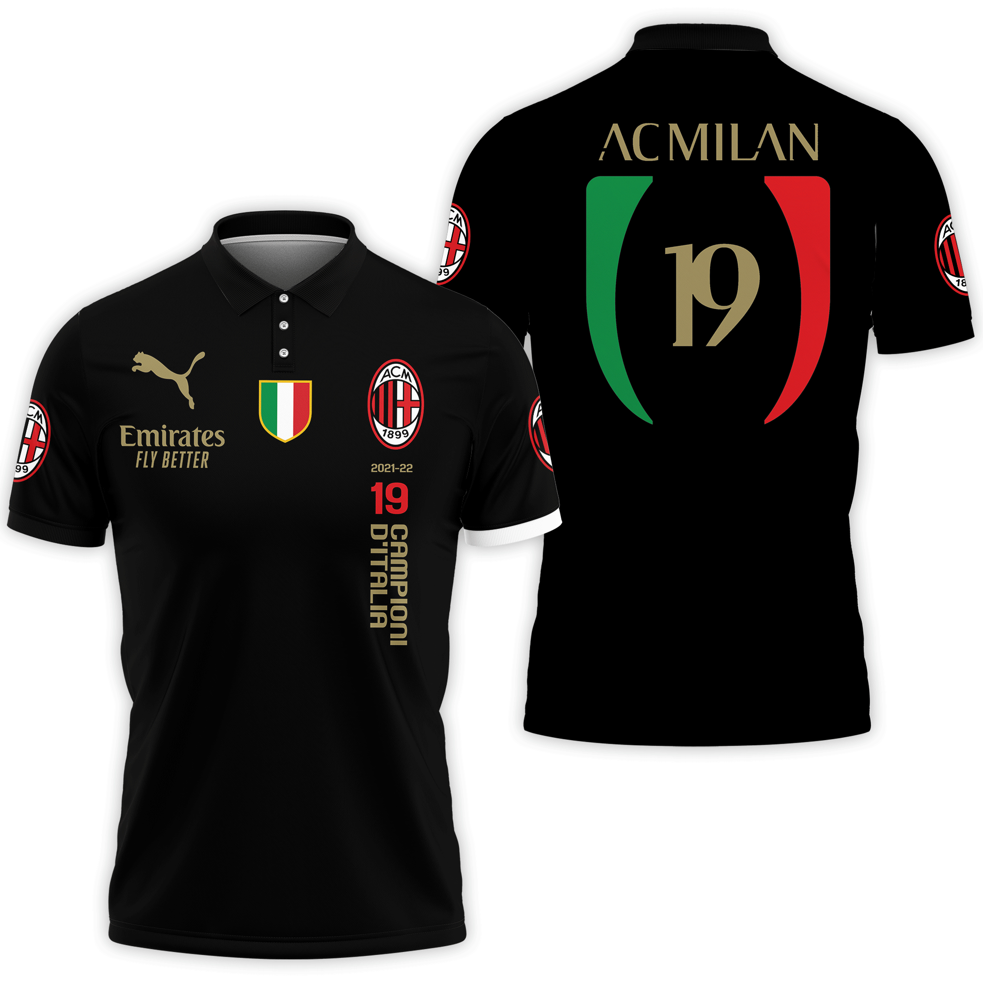 AC MILAN Polo Shirt 3D Printed Ver 3 
