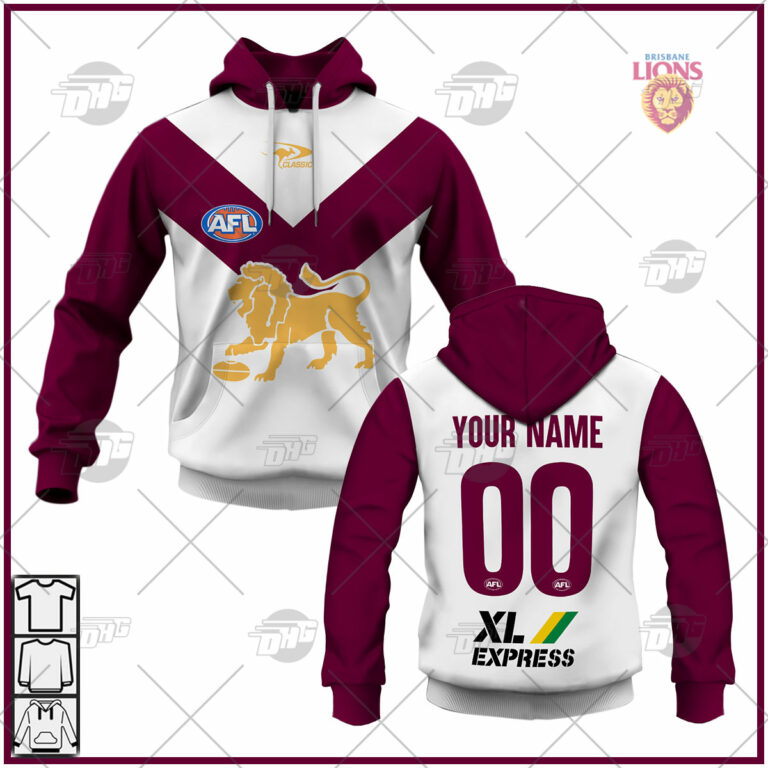 AFL Brisbane Lions Custom Name Number  Home Guernsey  Pullover Shirt