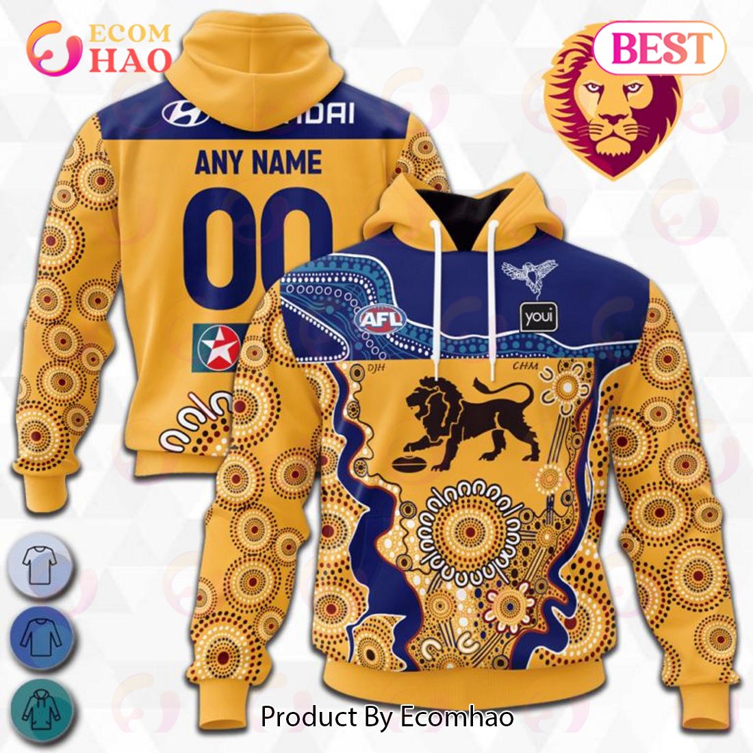 AFL Brisbane Lions Custom Name Number  Home Guernsey Pullover Shirt