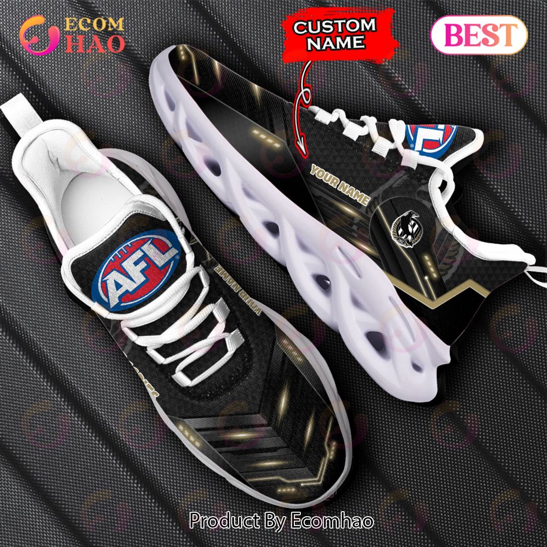 AFL Collingwood Magpies Custom Name Logo Hey Dude Shoes