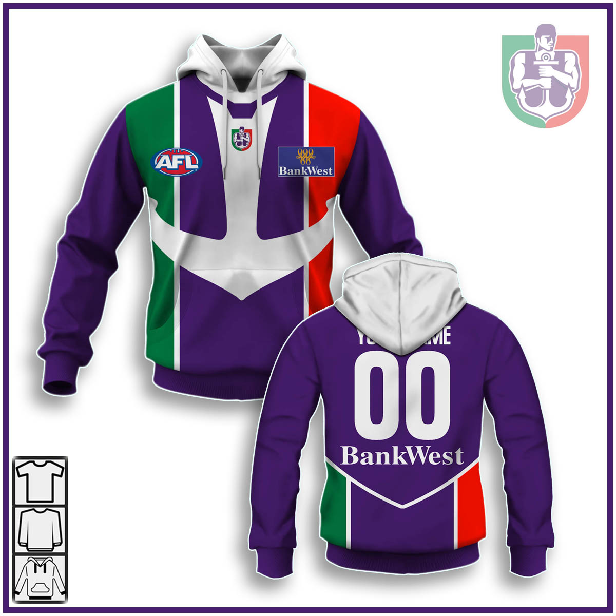 AFL Fremantle Dockers Custom Name Number  Home Guernsey  Pullover Shirt
