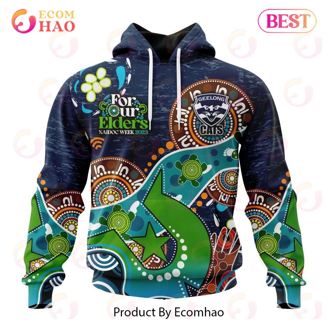 AFL Geelong Cats Custom Name Number Polynesian Concept Pullover Shirt