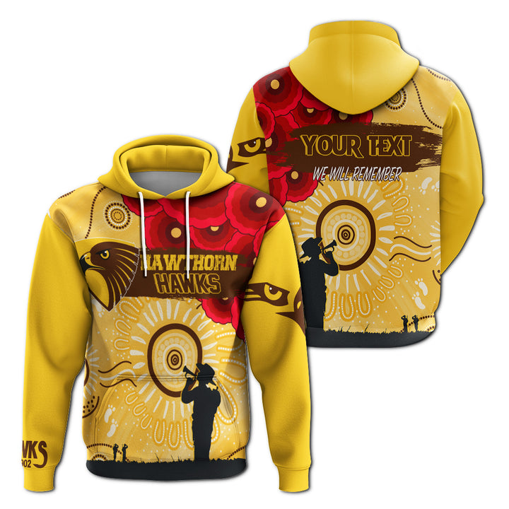 AFL Hawthorn Hawks Custom Name Mascot Skull Pullover Shirt
