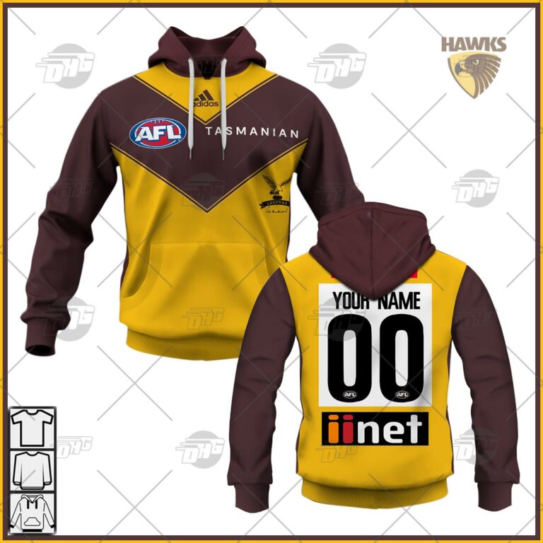 AFL Hawthorn Hawks Custom Name Number  Indigenous Guernsey Pullover Shirt