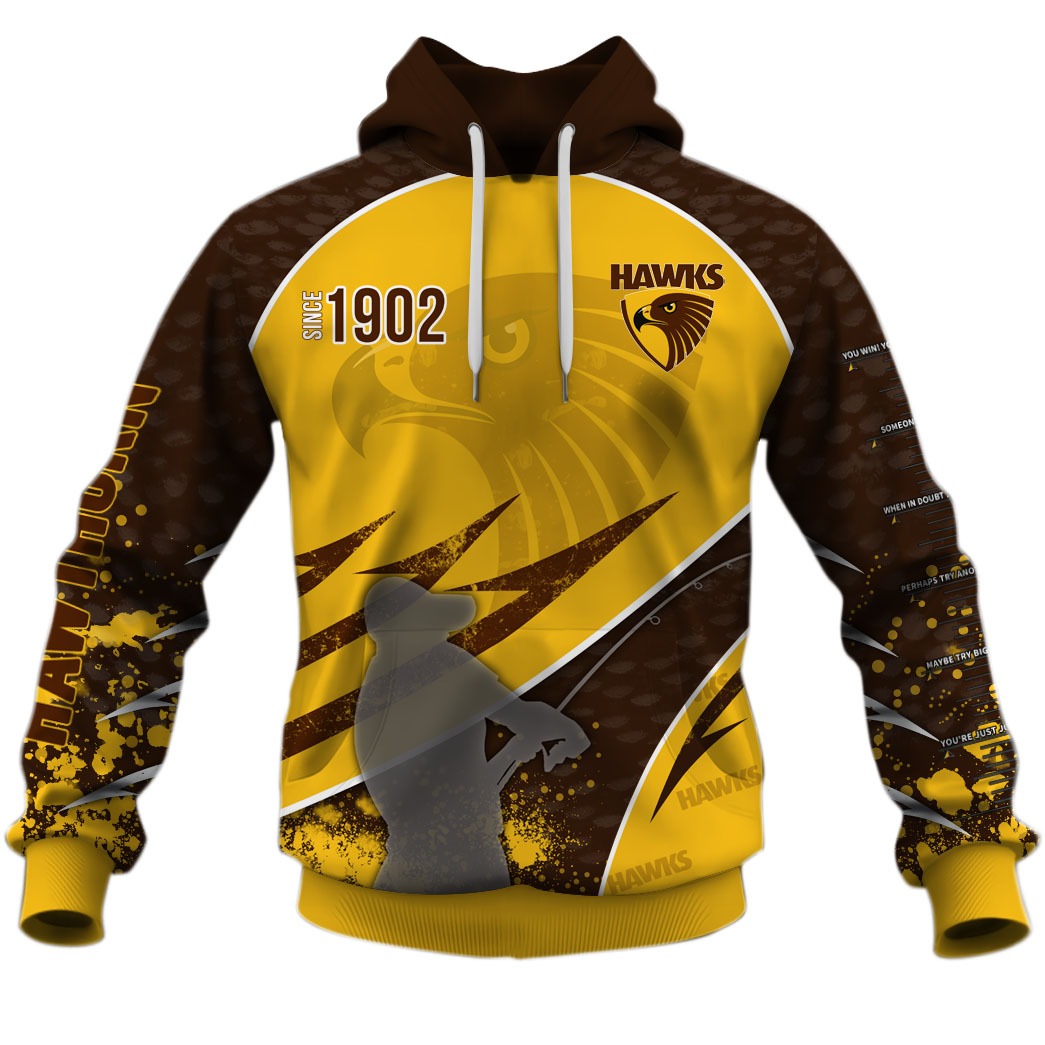 AFL Hawthorn Hawks Custom Name Number Indigenous Mascot Pullover Shirt