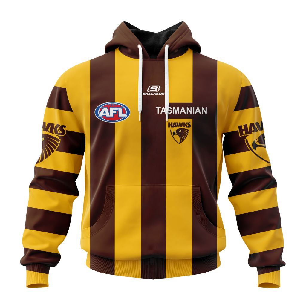 AFL Hawthorn Hawks Custom Name Number  Home Guernsey Pullover Shirt