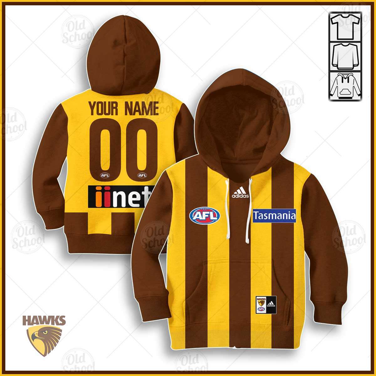 AFL Hawthorn Hawks Custom Name Black Brown Max Soul Shoes
