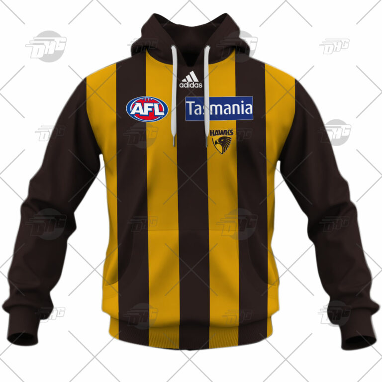 AFL Hawthorn Hawks Custom Name Number  Home Guernsey Pullover Shirt