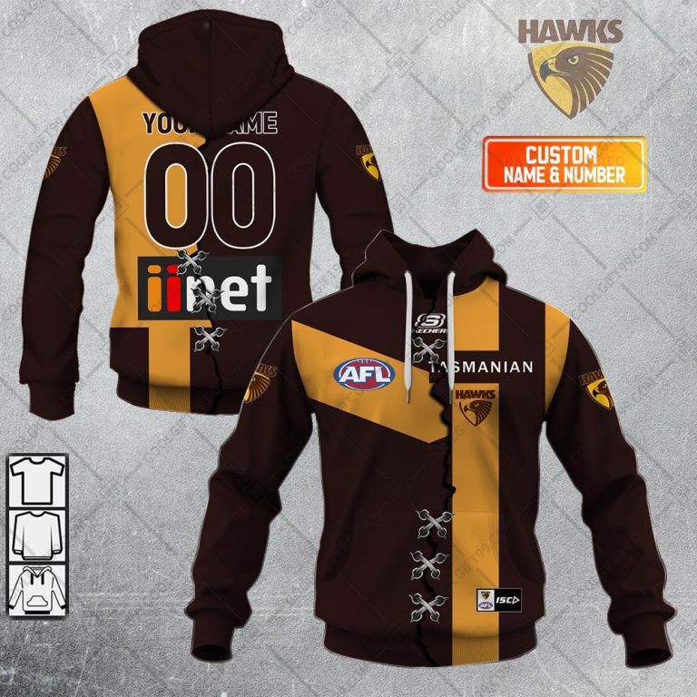 AFL Hawthorn Hawks Custom Name Number  Indigenous Guernsey Pullover Shirt