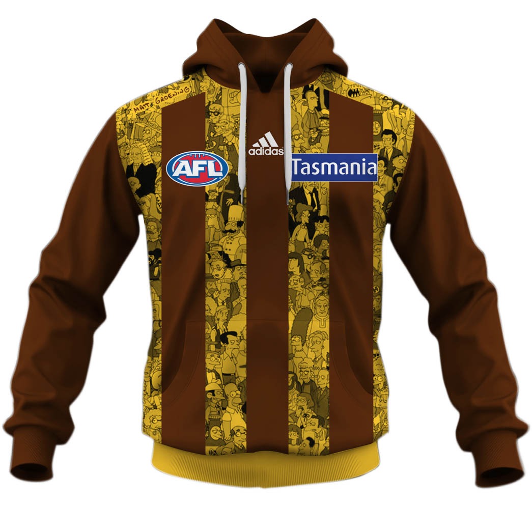 AFL Hawthorn Hawks Custom Name Number Indigenous Mascot Pullover Shirt