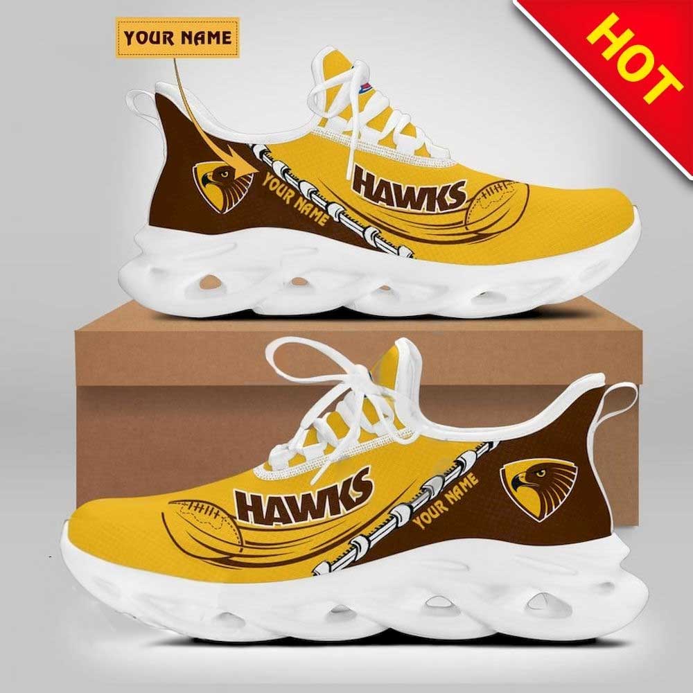 AFL Hawthorn Hawks Custom Name Stylish Graffiti Max Soul Shoes
