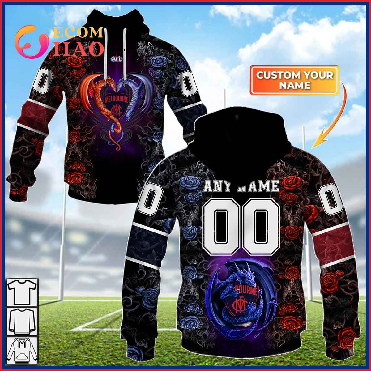 AFL Melbourne Demons Custom Name Number Special NAIDOC Design Pullover Shirt