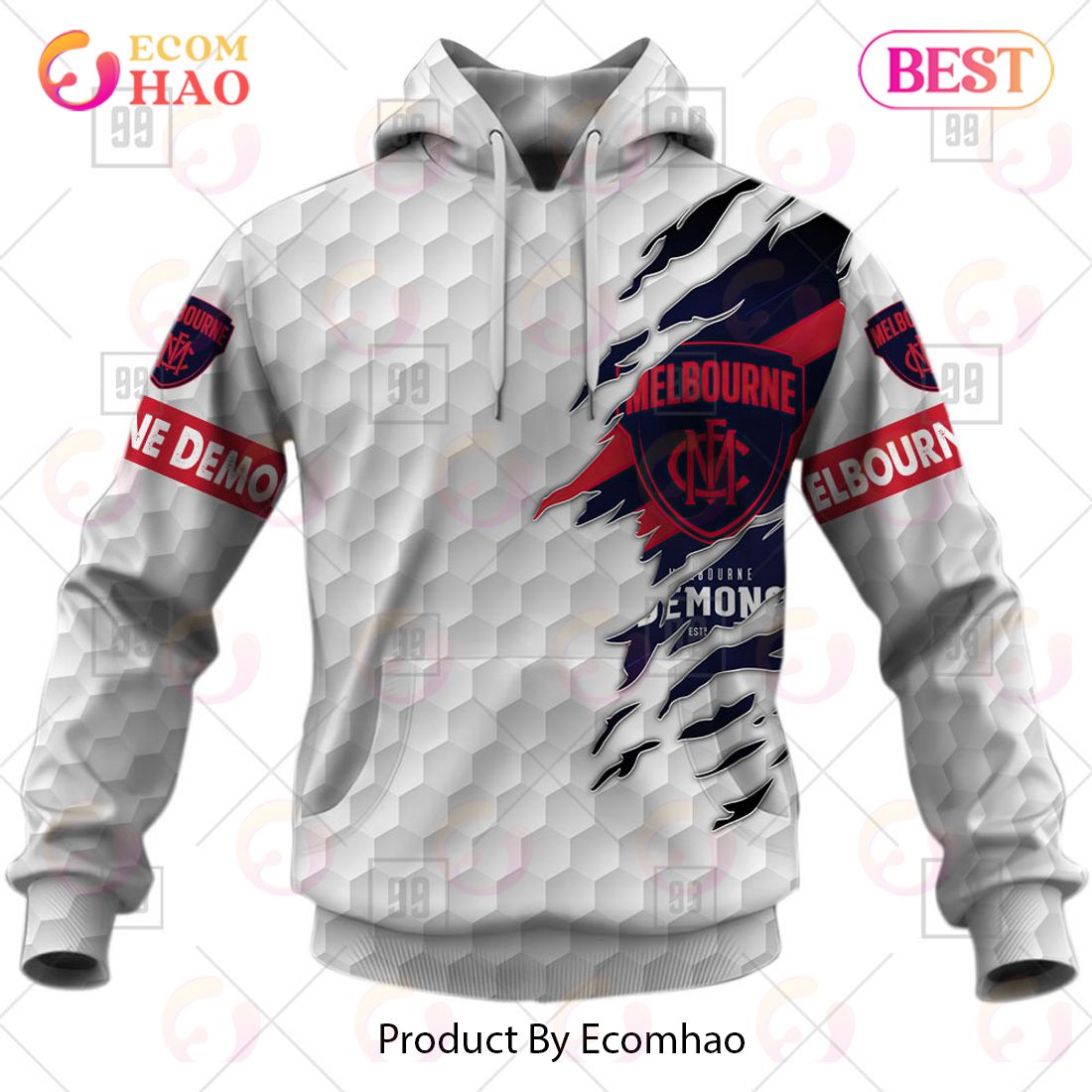 AFL Melbourne Demons Custom Name Red Black Pullover Shirt