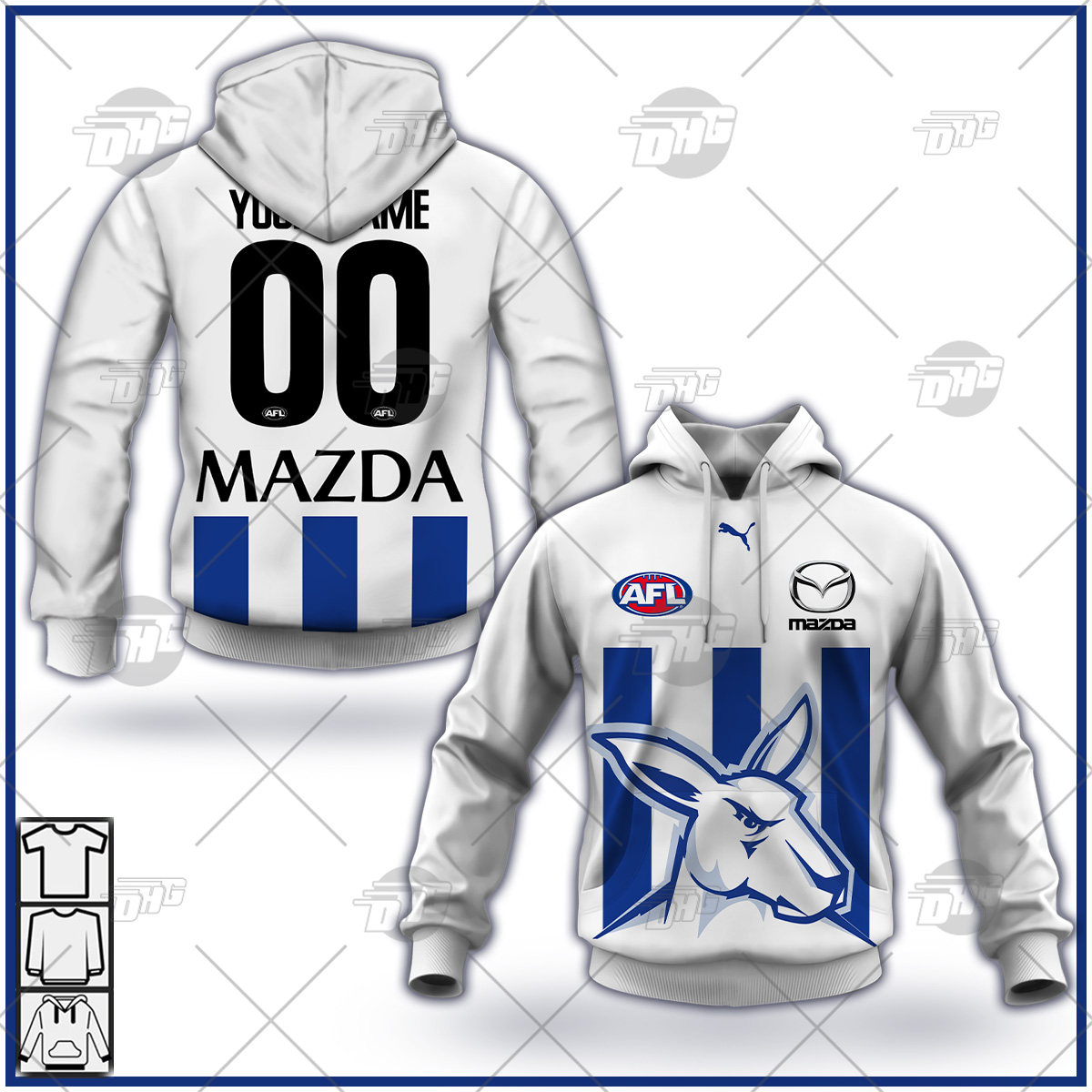 AFL North Melbourne Kangaroos Custom Name Number  Home Guernsey  Pullover Shirt
