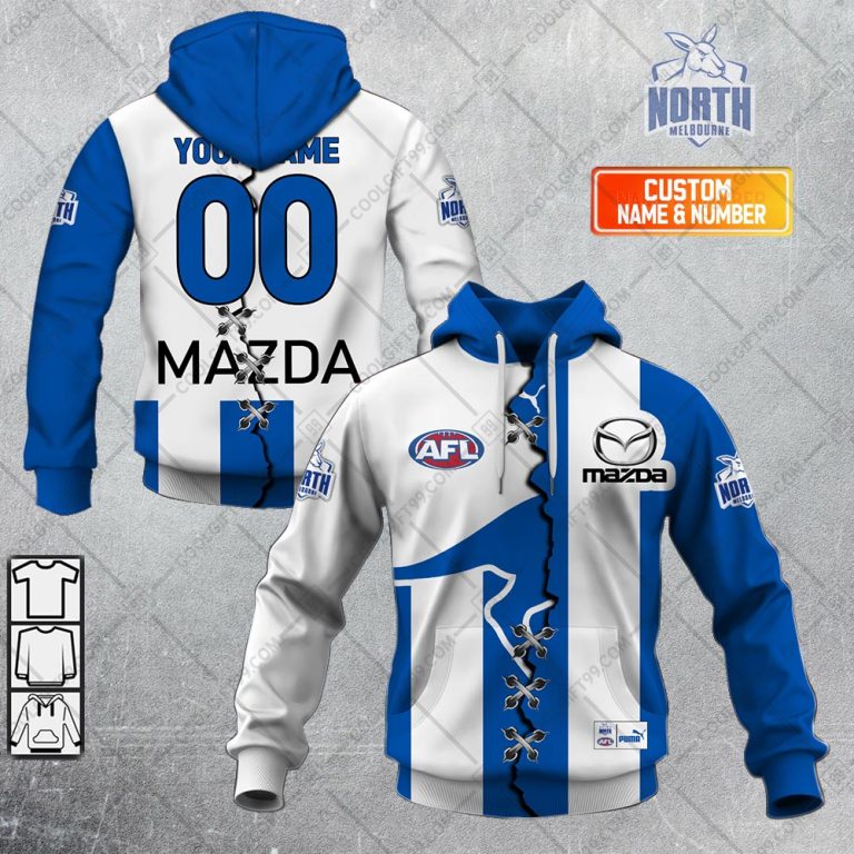 AFL North Melbourne Kangaroos Custom Name Number Flowers Hawaiian Shirt