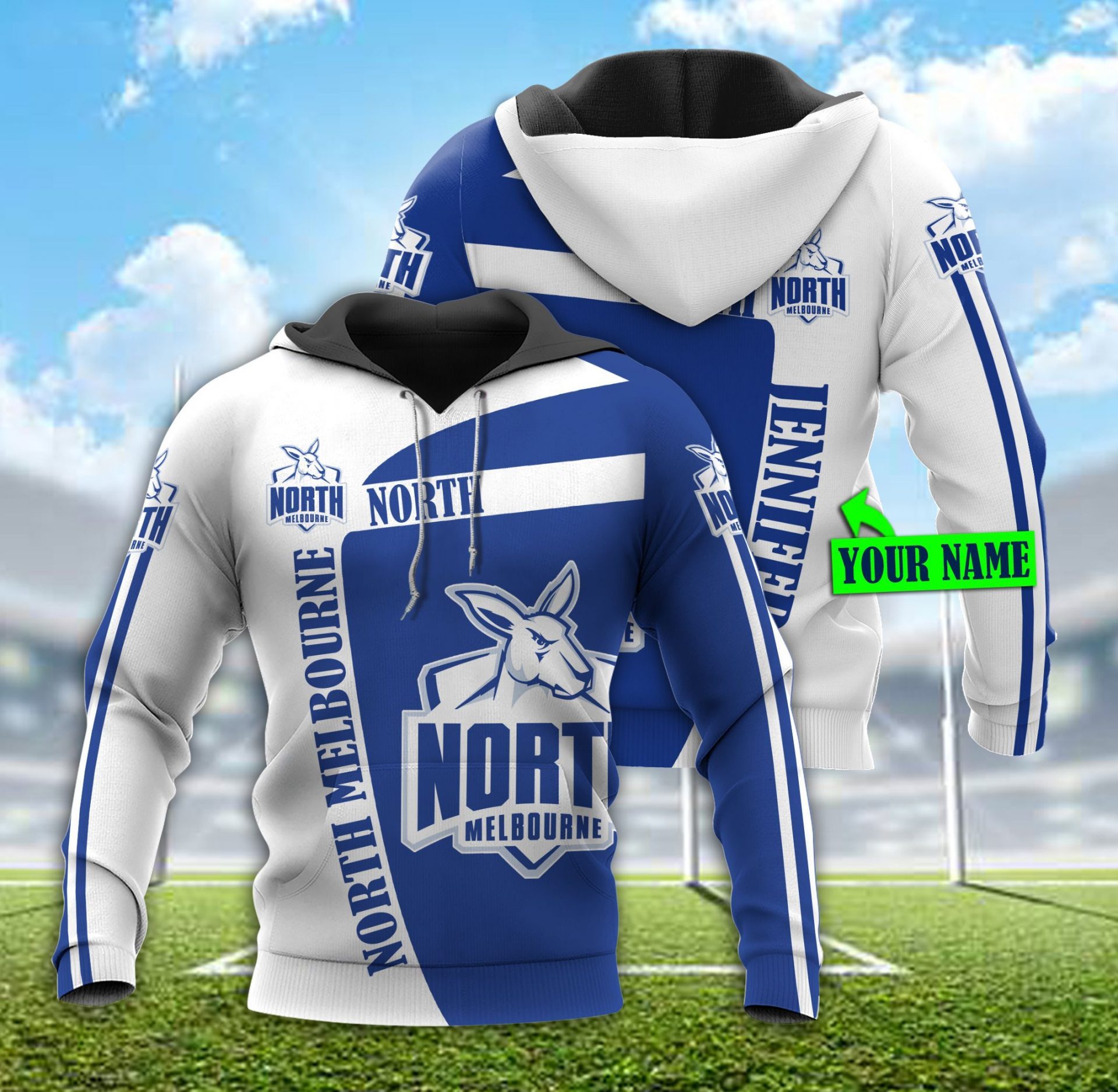 AFL North Melbourne Kangaroos Custom Name Number Vintage Retro Pullover Shirt
