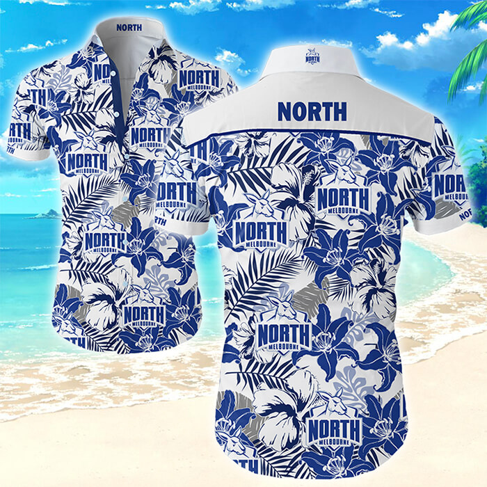 AFL North Melbourne Kangaroos Palm Trees Beach Hawaiian Shirt V2