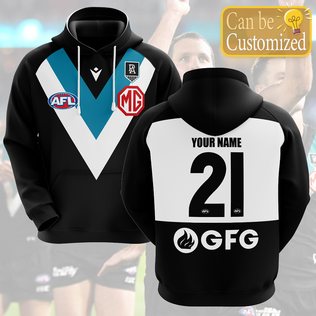AFL Port Adelaide Custom Name Number  Home Guernsey Pullover Shirt