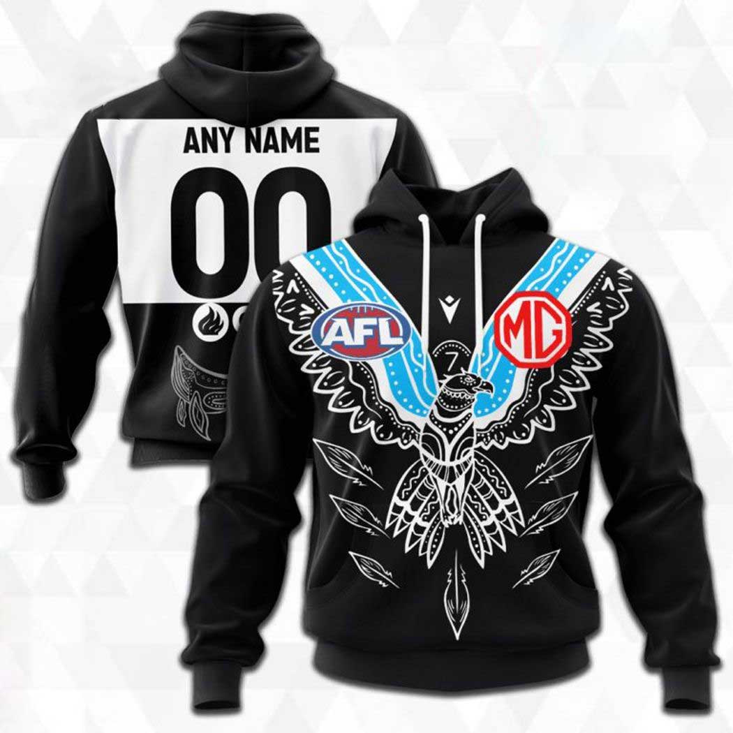 AFL Port Adelaide Custom Name Number  Mix Guernsey V2 Pullover Shirt
