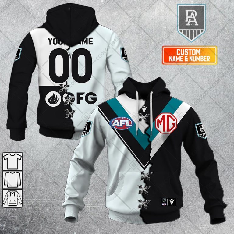 AFL Port Adelaide Custom Name Number Camo Morden Art Style Pullover Shirt