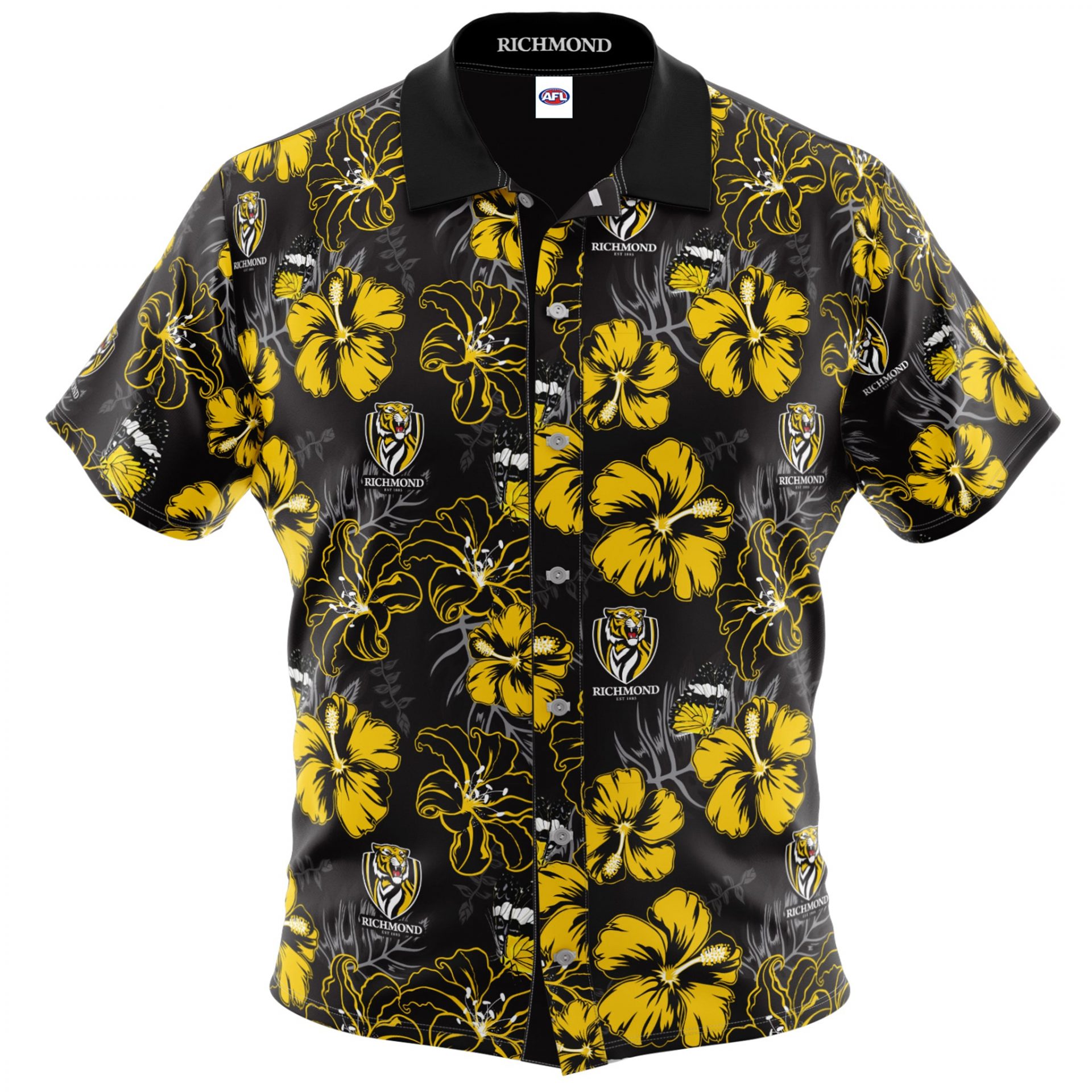 AFL Richmond Tigers Custom Name Number Tribal Hawaiian Shirt