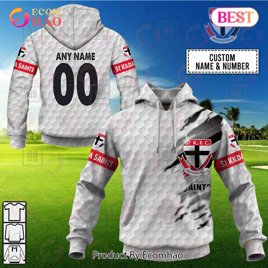 AFL St Kilda Saints Custom Name Number Fight Cancer Pullover Shirt