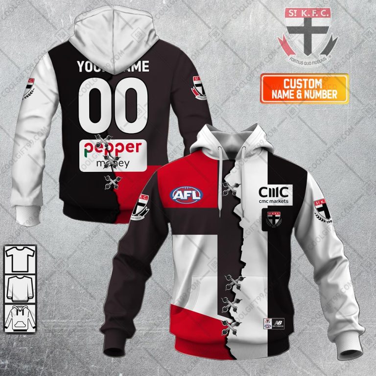 AFL St Kilda Saints Custom Name Number Morden Art Pullover Shirt