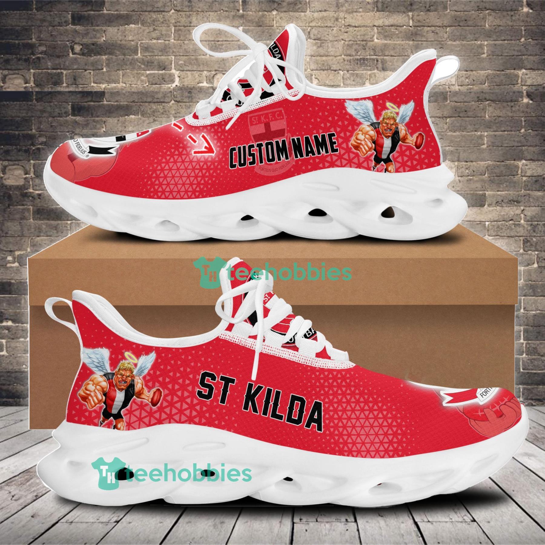 AFL St Kilda Saints Custom Name Red Multi Logo Max Soul Shoes