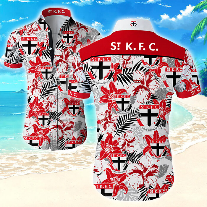 AFL St Kilda Saints Custom Text Indigenous Hawaiian Shirt
