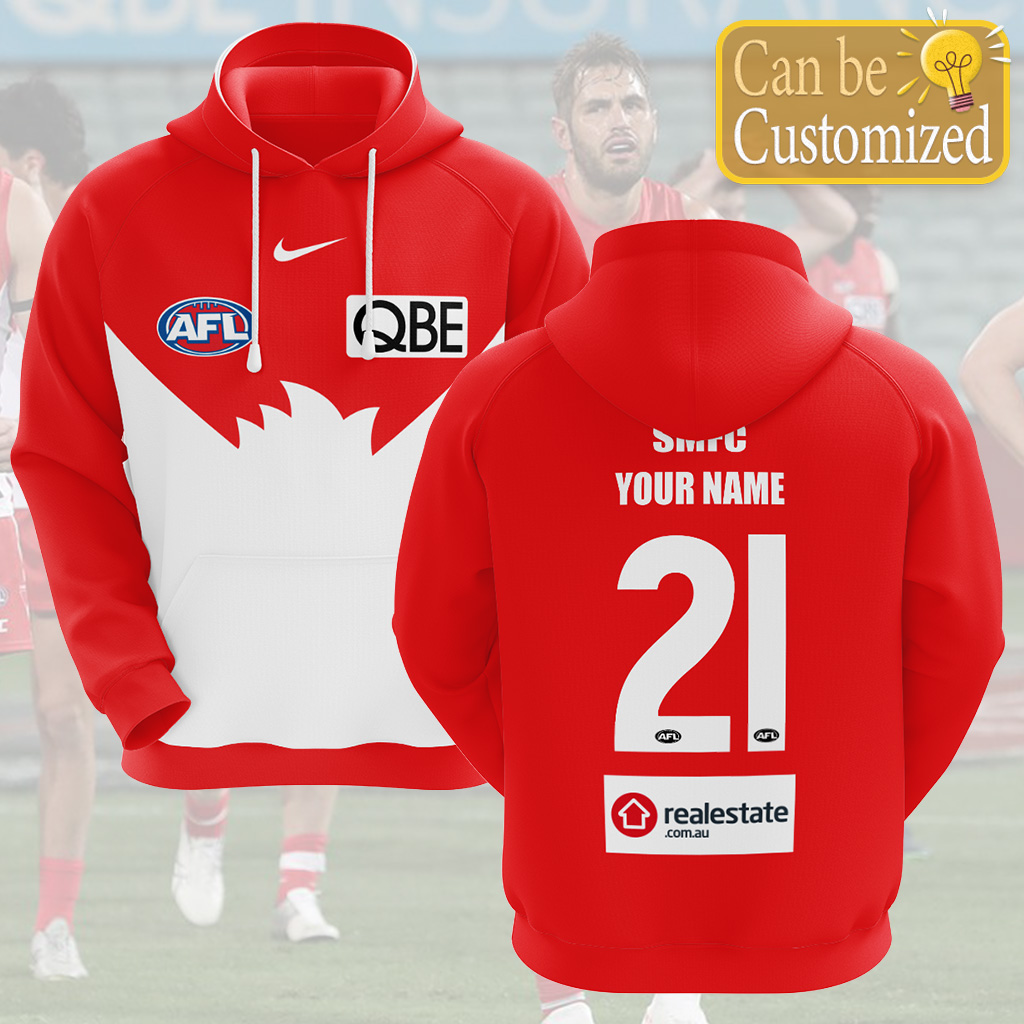 AFL Sydney Swans Custom Name Number  Team Signatures Guernsey Pullover Shirt