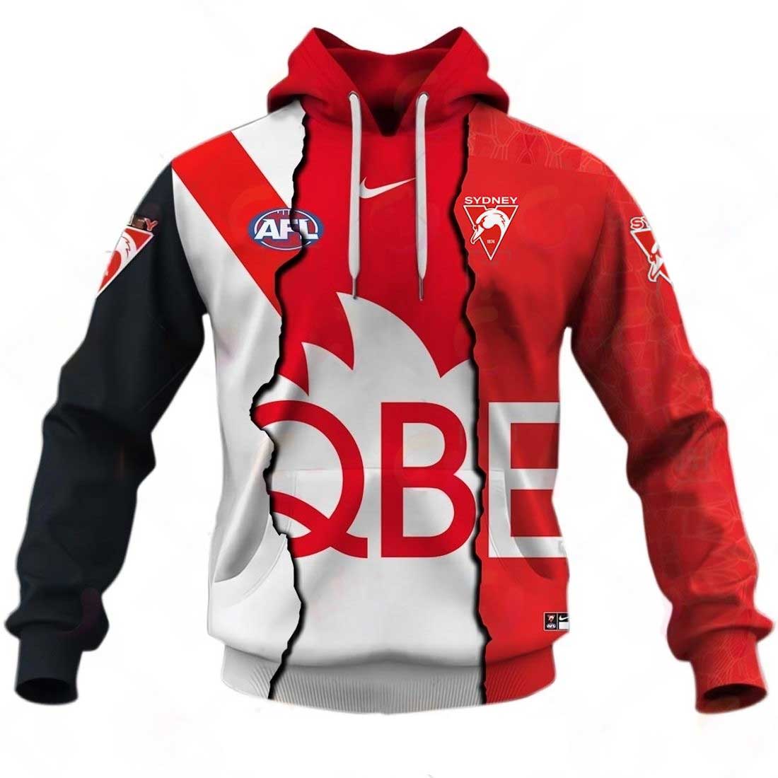 AFL Sydney Swans Custom Name Number  Home Guernsey Pullover Shirt
