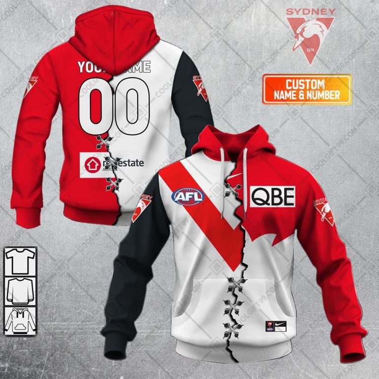 AFL Sydney Swans Custom Name Number The Simpsons Guernsey  Pullover Shirt