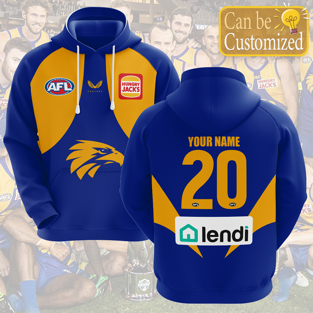 AFL West Coast Eagles Custom Name Number  Home Guernsey Pullover Shirt