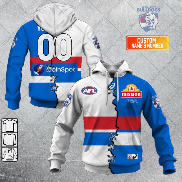 AFL Western Bulldogs Custom Name Number  Home Guernsey Pullover Shirt