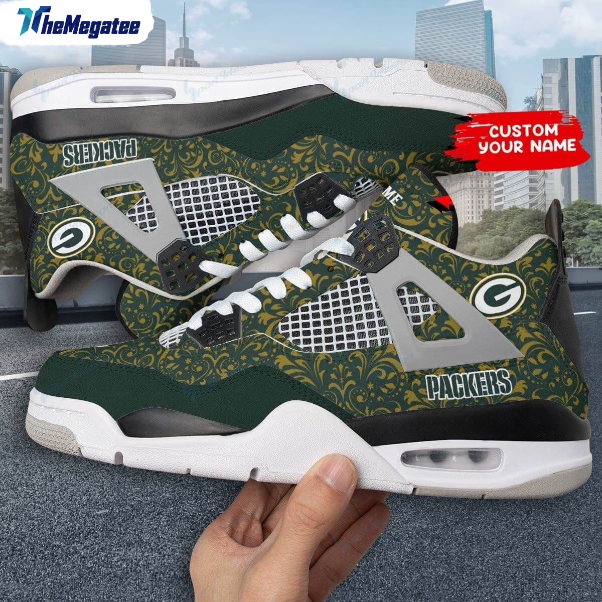 Detroit Lions Thunder Personalized Air Jordan 4 Sneaker 