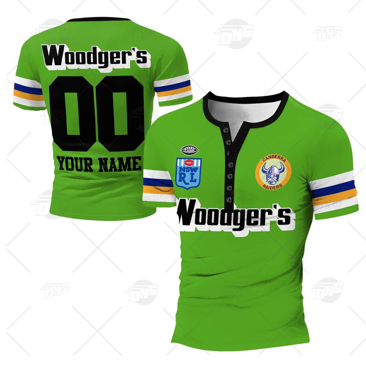 Personalised NRL Canterbury Bankstown Bulldogs 1984 Vintage Retro Henley Shirt Gothic T-shirt