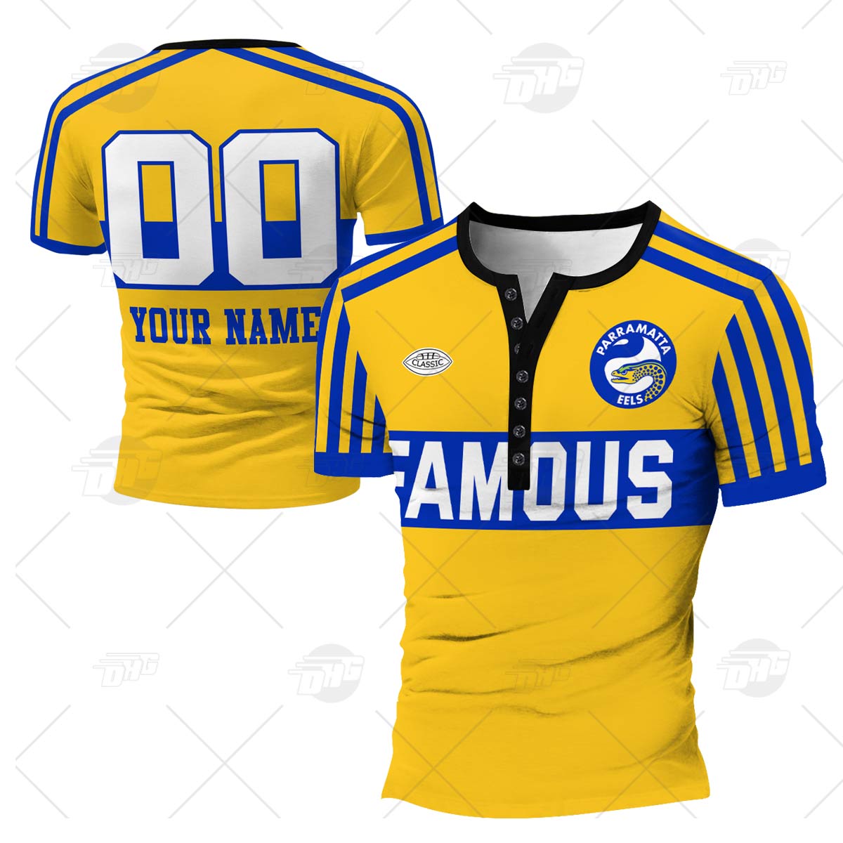 Personalised Newtown Jets 1981 ARL/NRL Vintage Retro Henley Shirt Gothic T-shirt