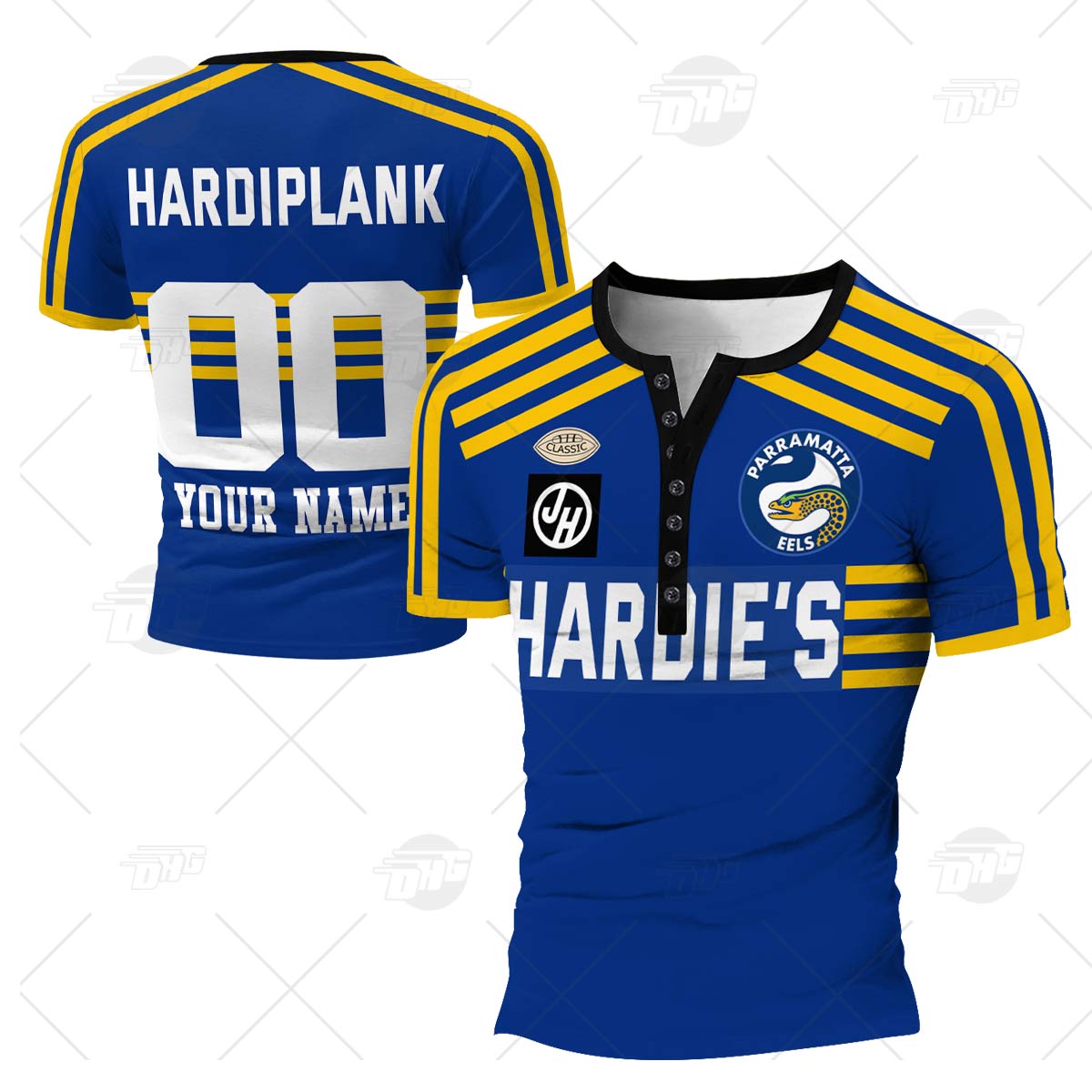 Personalised Canberra Raiders 1989 Woodgers ARL/NRL Vintage Retro Heritage Henley Shirt Gothic T-shirt