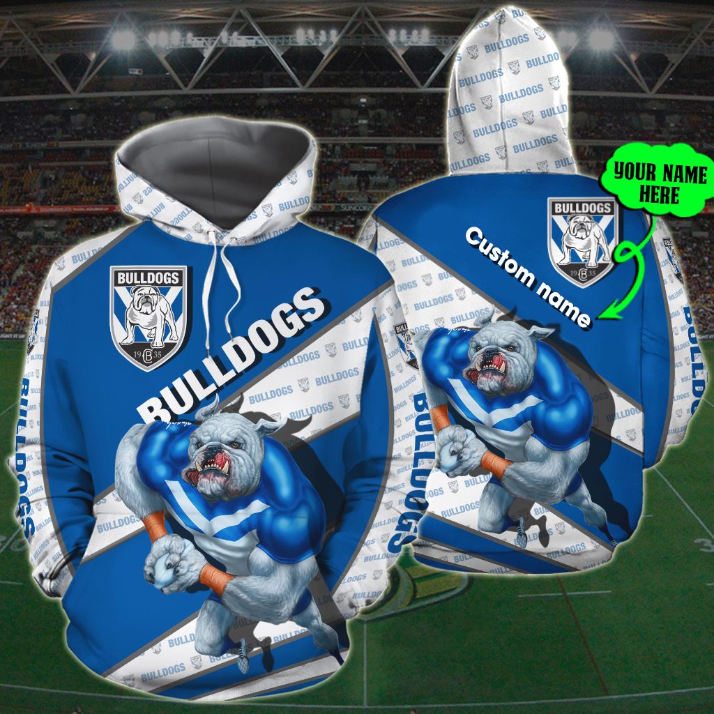 3D Hoodie Canterbury Bankstown Bulldogs Nrl Custom Name 3D All Over Print Zip Up Hoodie Option 
