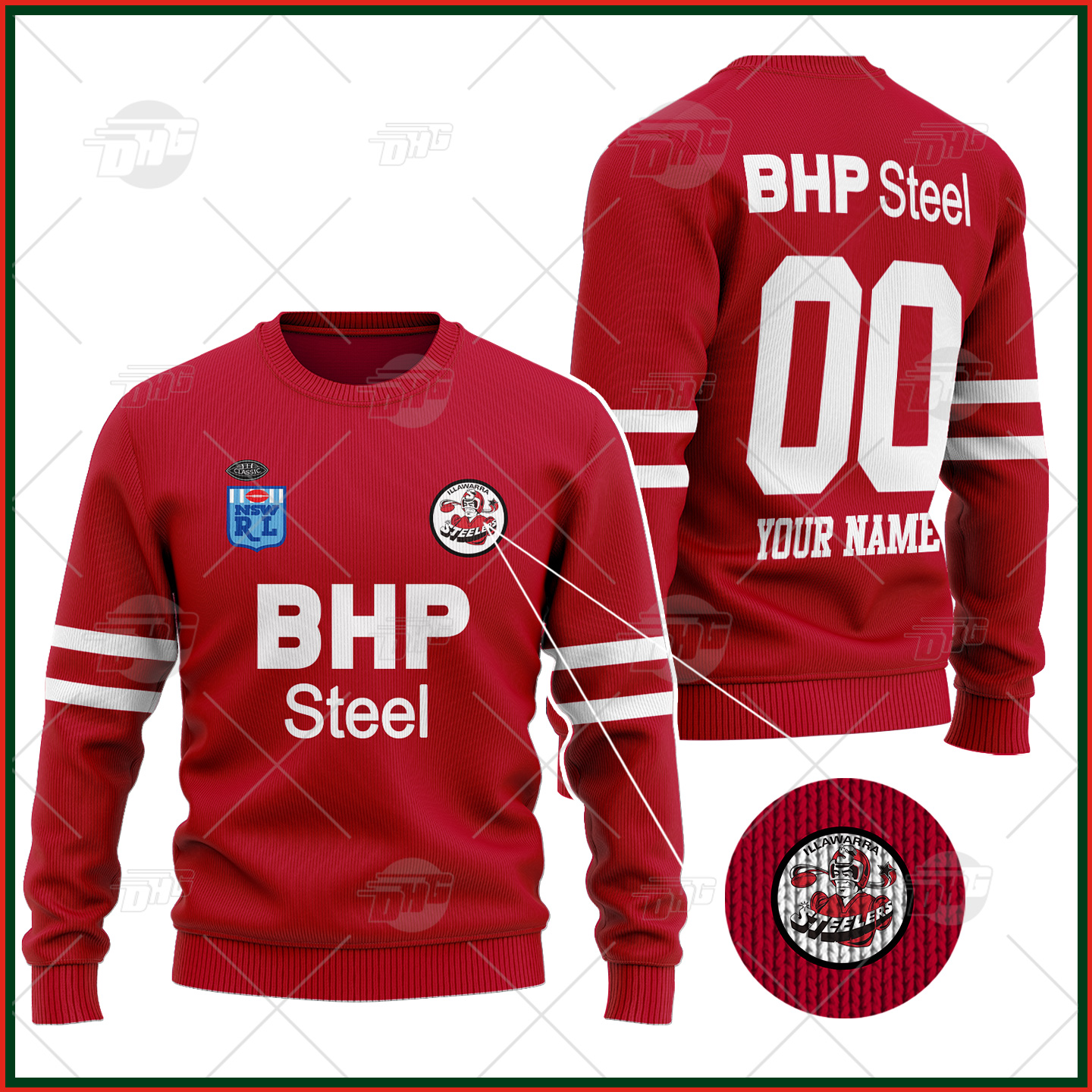 Personalized Sydney Roosters 1976 Vintage NRL / ARL Retro Wool Ugly Sweater For Men Women