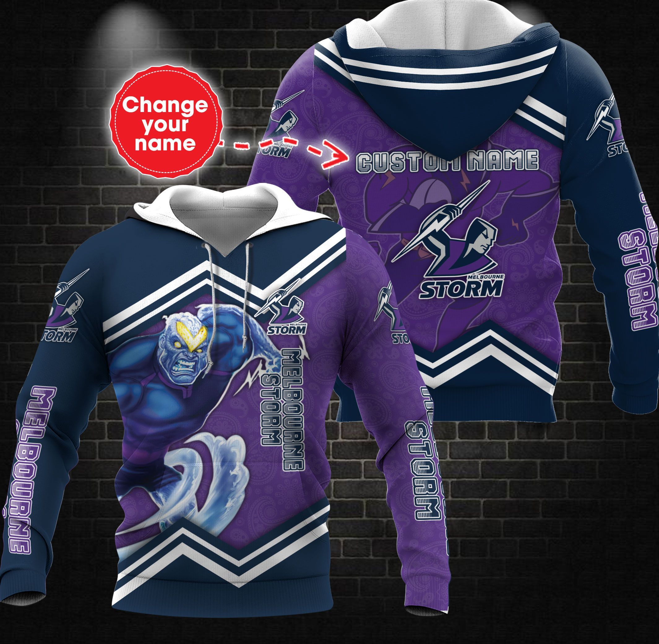 Personalized Melbourne Storm Nrl Skull Custom 3D All Over Print Hoodie 