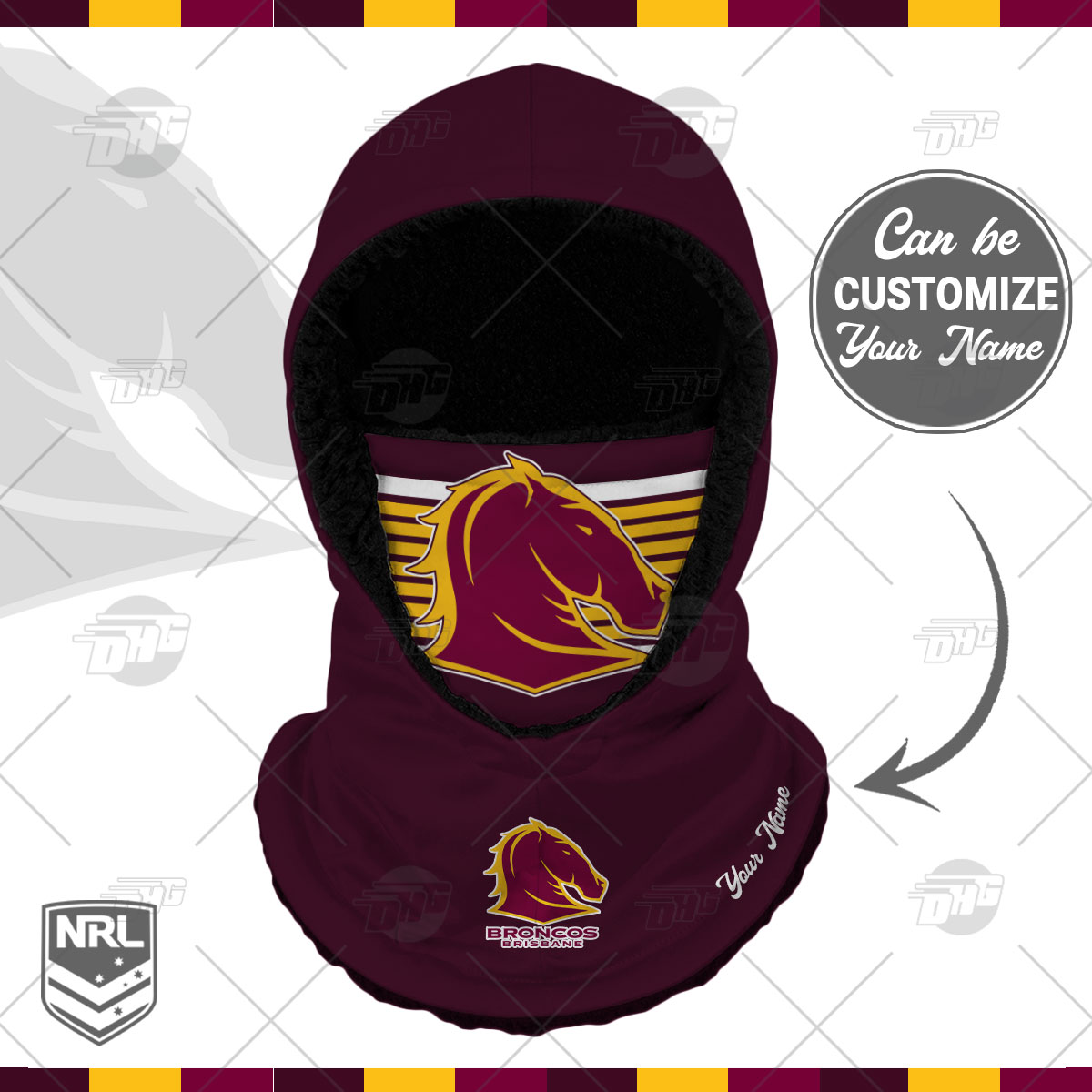 Personalized NRL South Sydney Rabbitohs Hooded Gaiter Scarf Hooded Gaiter NRL