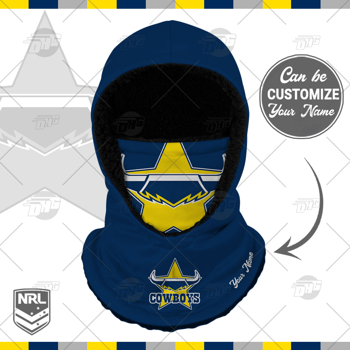 Personalized NRL Brisbane Broncos Hooded Gaiter Scarf Hooded Gaiter NRL