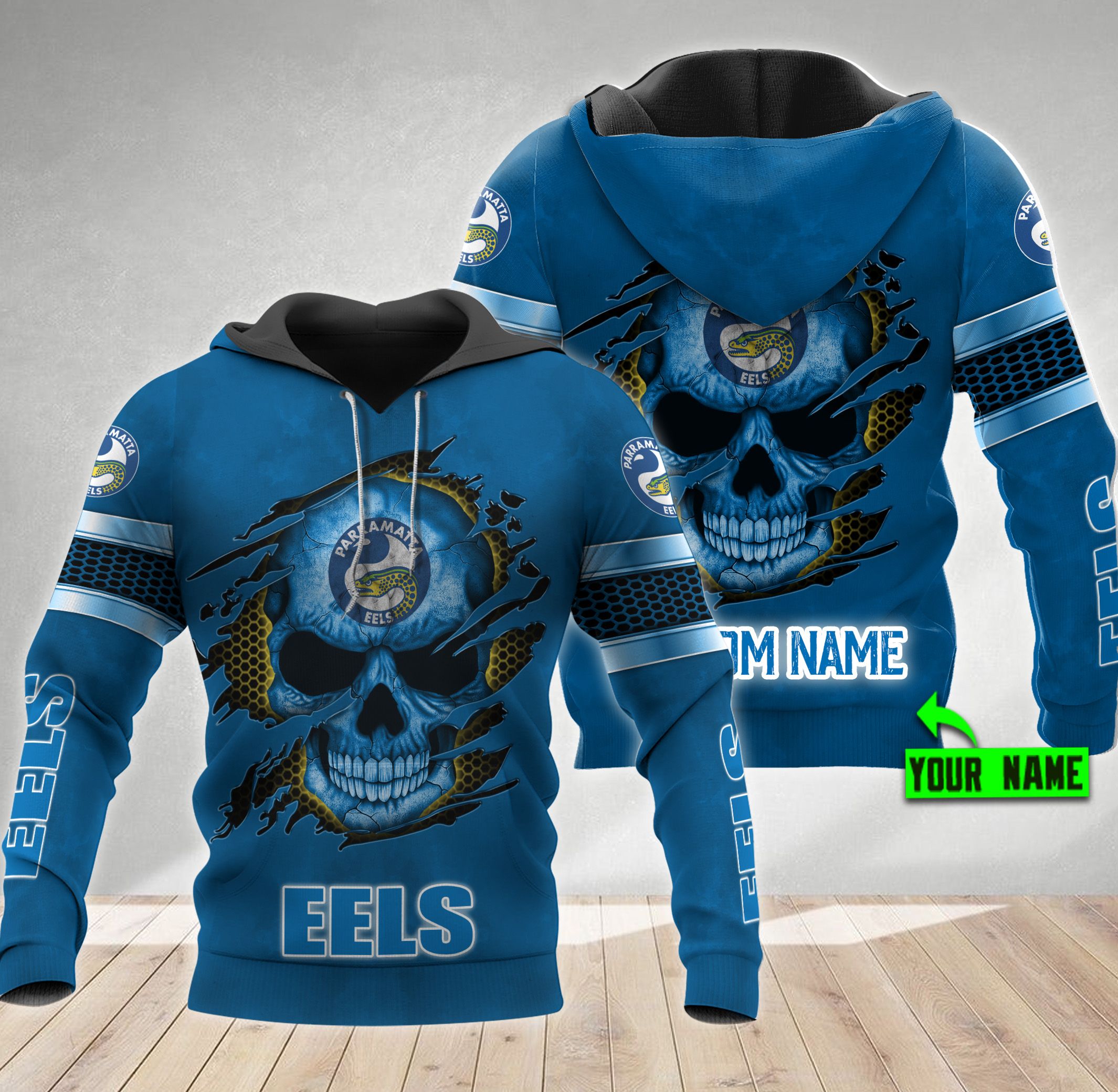 Personalized Parramatta Eels Nrl Custom Name 3D All Over Print Hoodie 