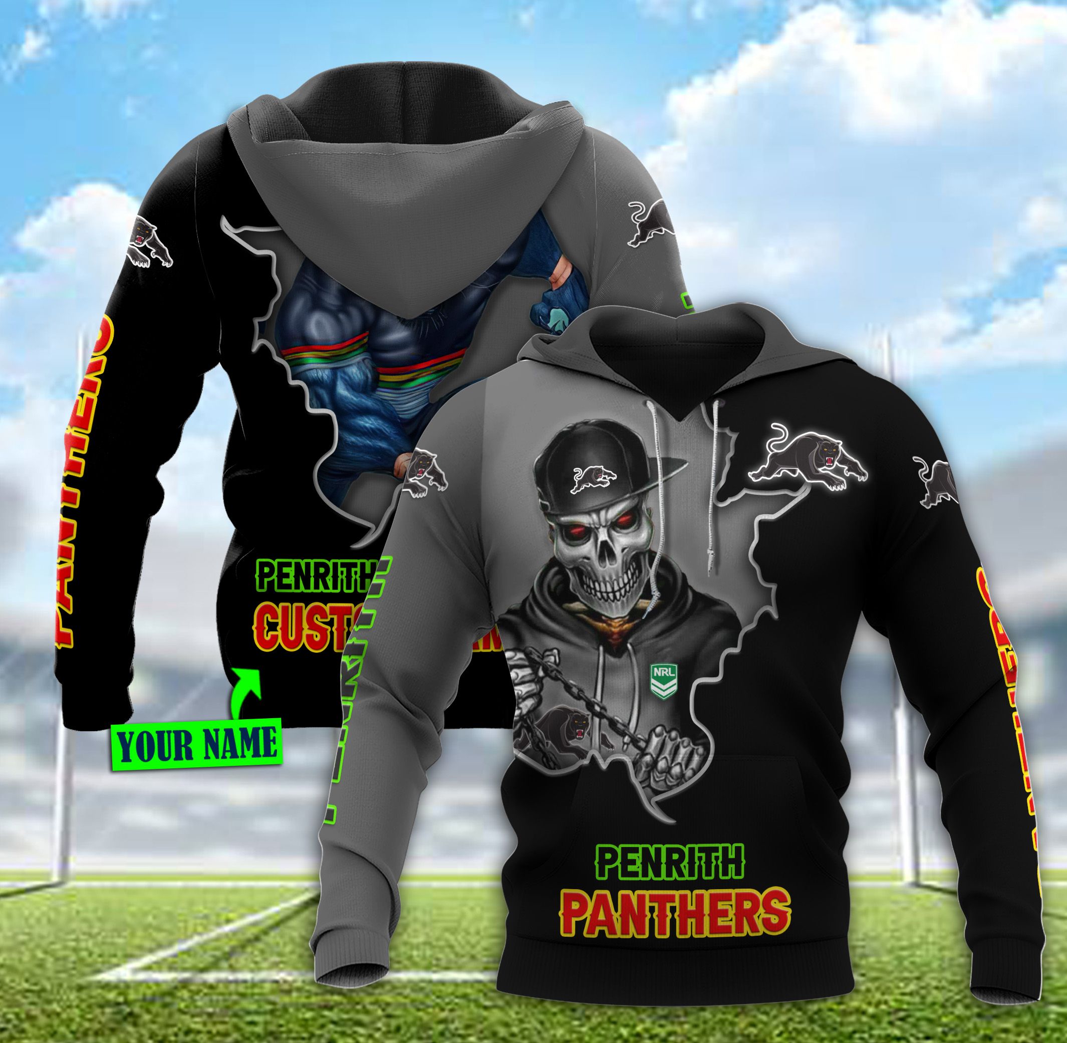 Personalized Parramatta Eels Nrl Skull Custom 3D All Over Print Hoodie 