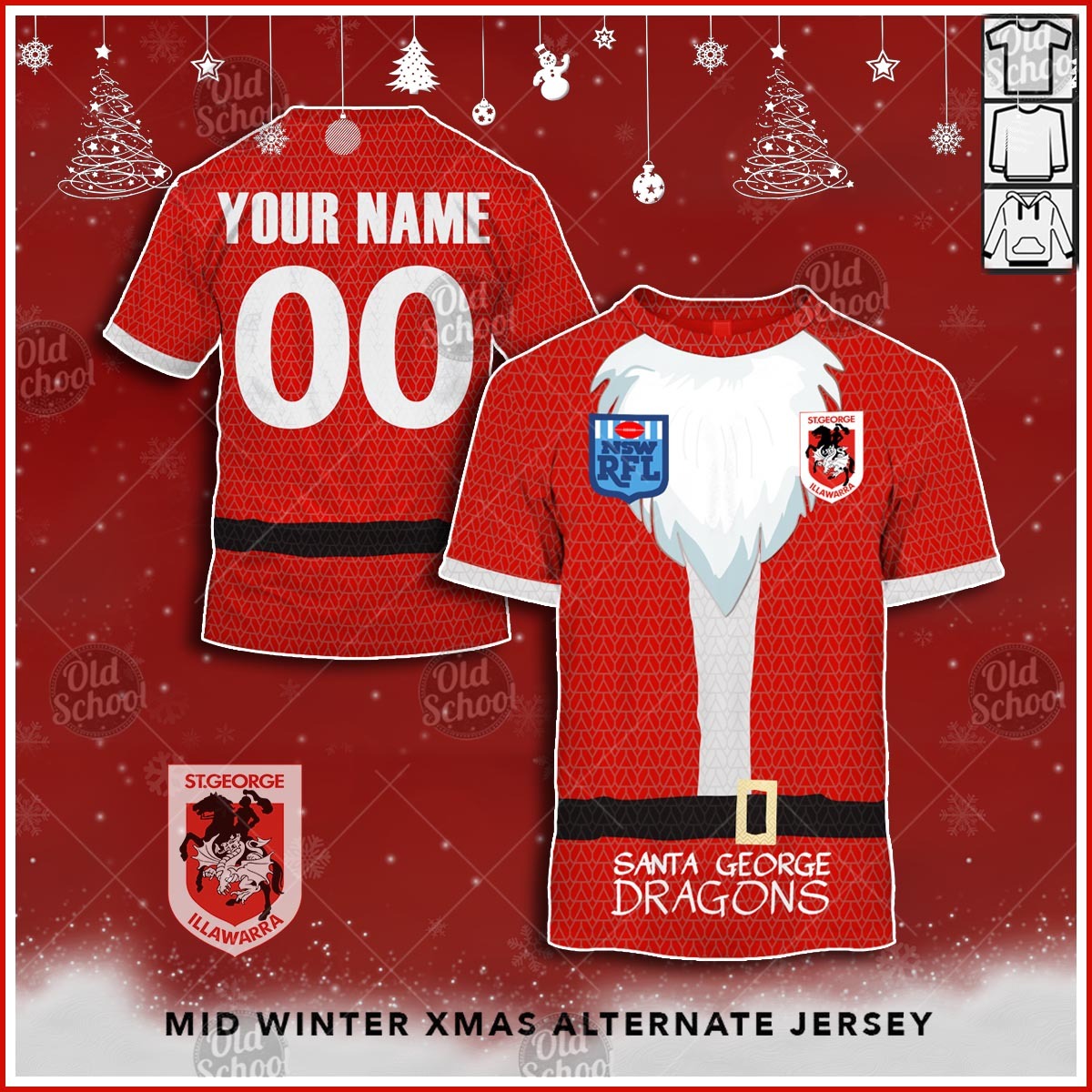 Personalised NRL South Sydney Rabbitohs Christmas Knit Pattern Vintage 
